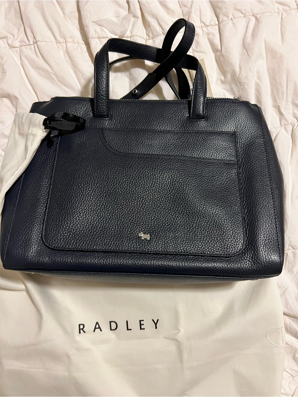 RADLEY LONDON Black Pebbled Leather Crossbody Tote